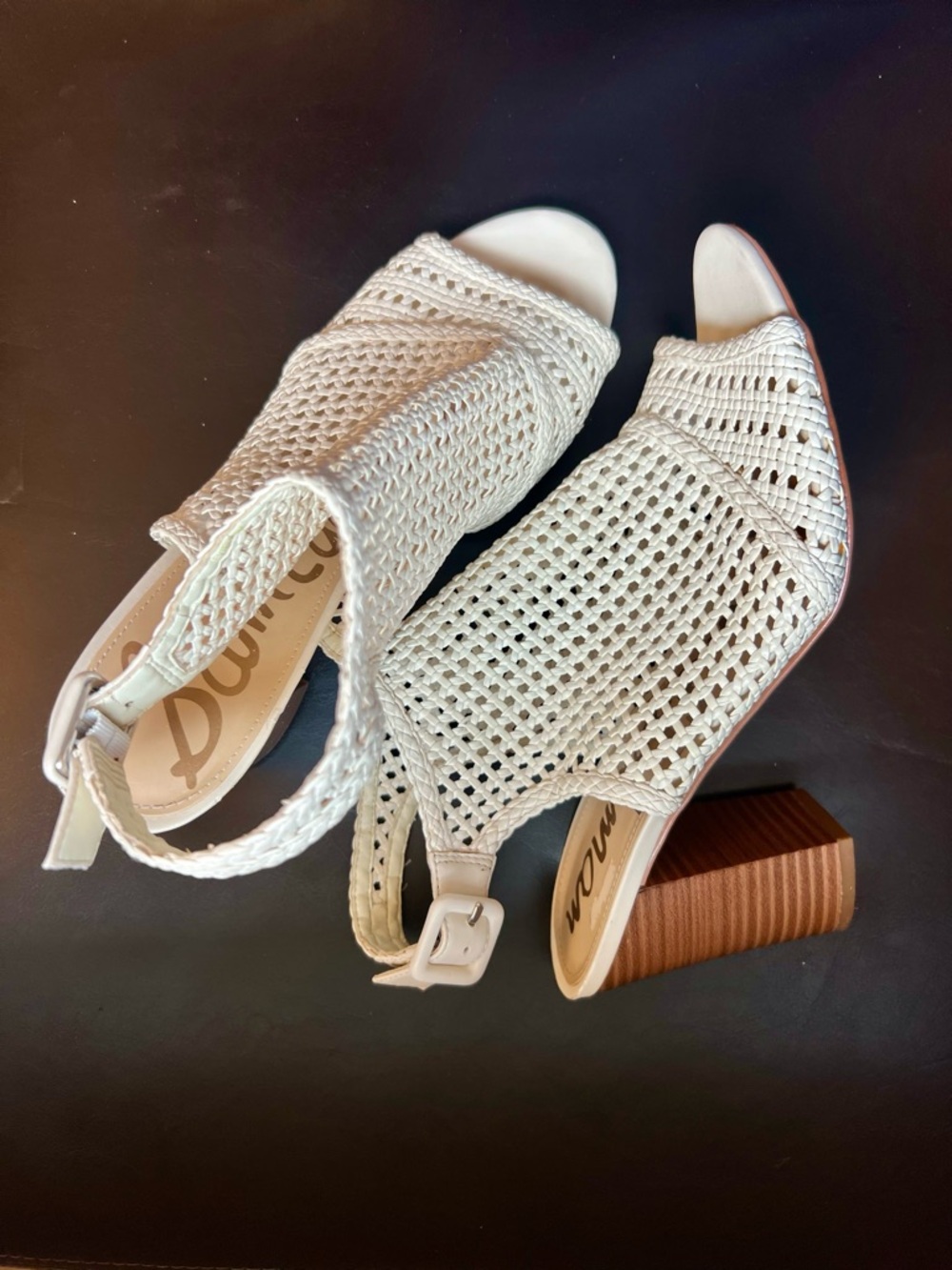 Sam Edelman Cream Woven Open-Toe Slingback Sandals